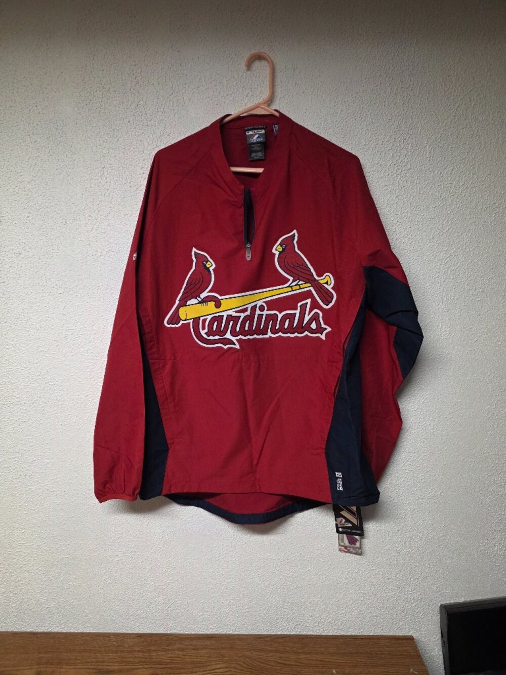 Mens 1/4 Zip Pullover Windbreaker MLB St. Louis Cardinals Baseball NWT - Medium